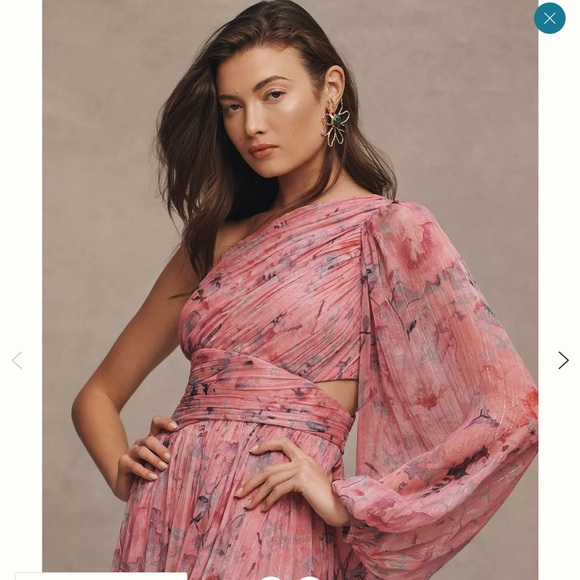 Anthropologie Pink One-Shoulder Gown for Wedding Guests - Picture 3 of 4